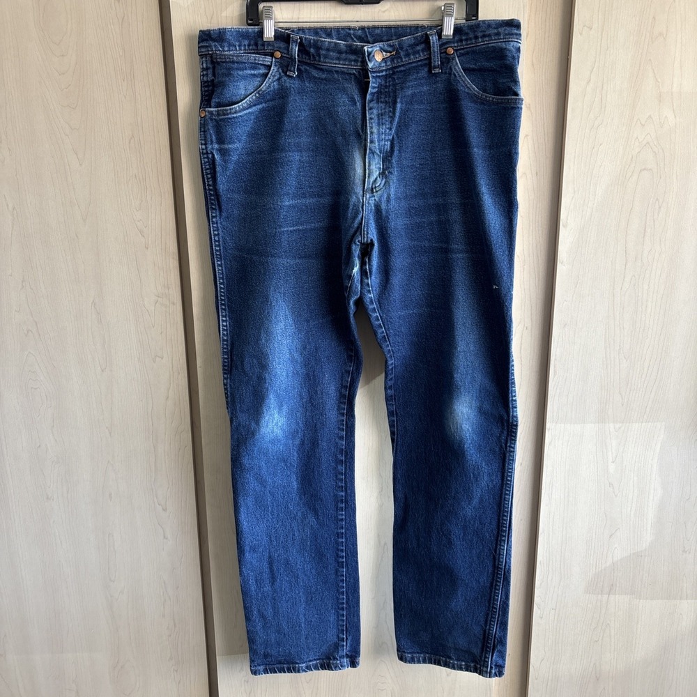 Wrangler A103 Mens Size‎ 40x34 947STR Western Cowboy Straight Leg Blue Jeans